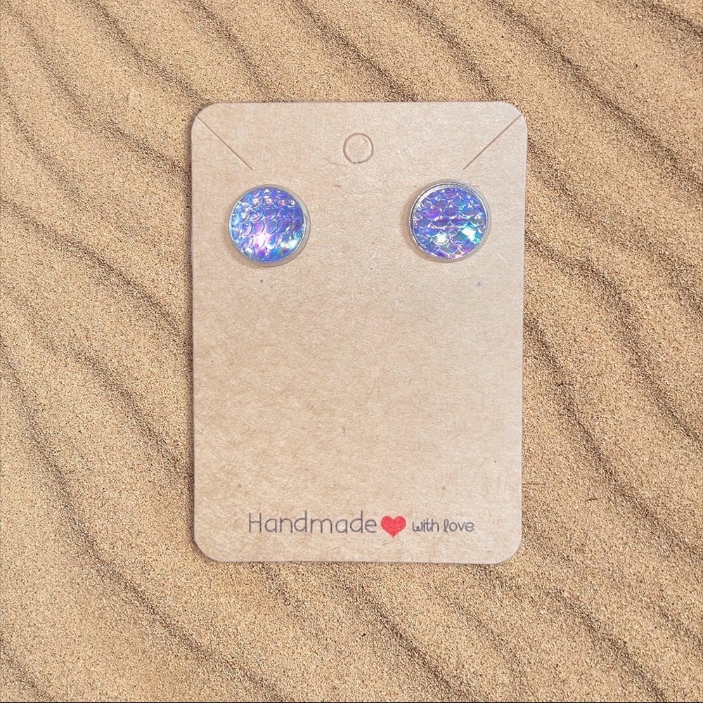 Treasure Tales Mermaid Stainless Steel Earrings- 12mm- Lilac